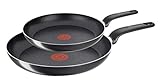 Tefal Simple Cook Pfannenset 2-teilig, 24 + 28 cm Pfanne, Antihaft Bratpfannen mit integrierter Temperaturanzeige, ergonomischer Thermokunststoff-Griff, extra Tiefe Form