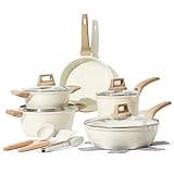 CAROTE Topfsets Pfannenset 14-Teilig,Pfanne 24cm,Stielkasserolle 1.7L,Topf 2.3/4L,Tiefe Bratpfanne 28cm,Antihaft-Beschichtung mit Deckel,Kochgeschirr-Set,Induktionspfann